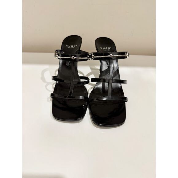 NWOT Gucci Horsebit 75mm Leather Slip On Heeled Strappy Mule Black Women's EU 40 - Picture 4 of 8